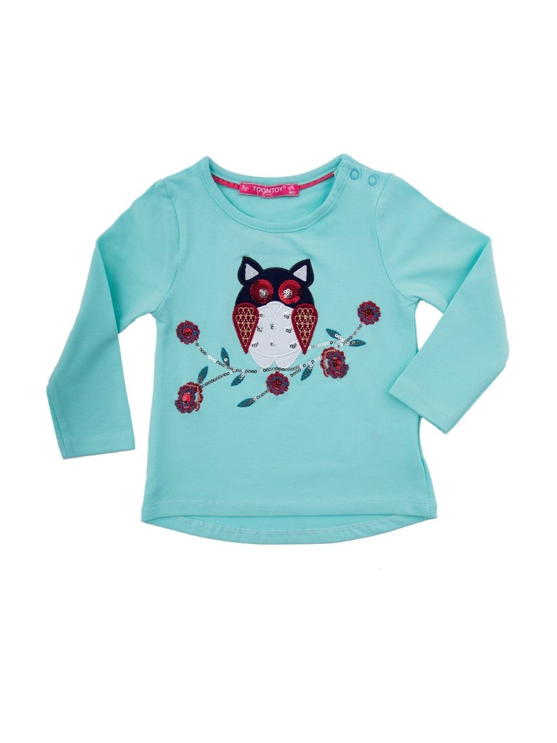 Girls\' blouse with a mint application NDZ7914 - Online store - Boutique